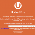 4：「UpdraftPlus」の画面。「Complete-setup」をクリック。